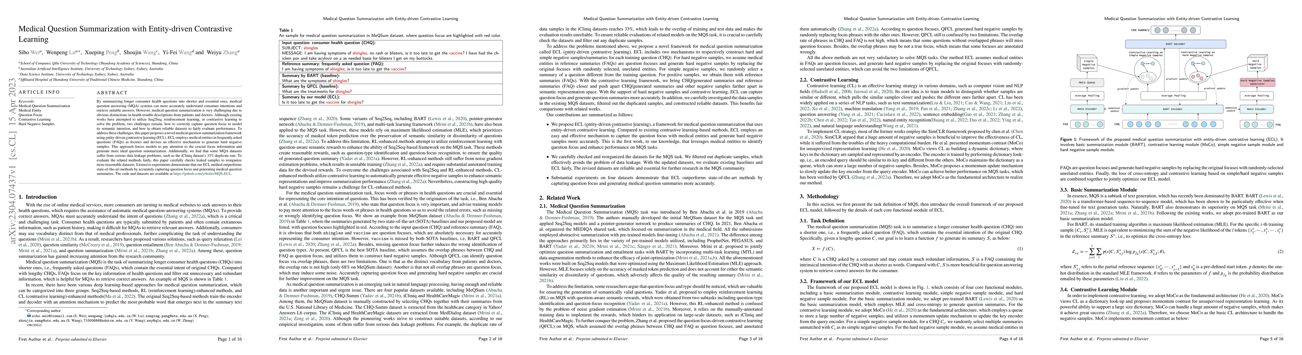 Thumbnail for Medical Question Summarization with Entity-driven Contrastive Learning