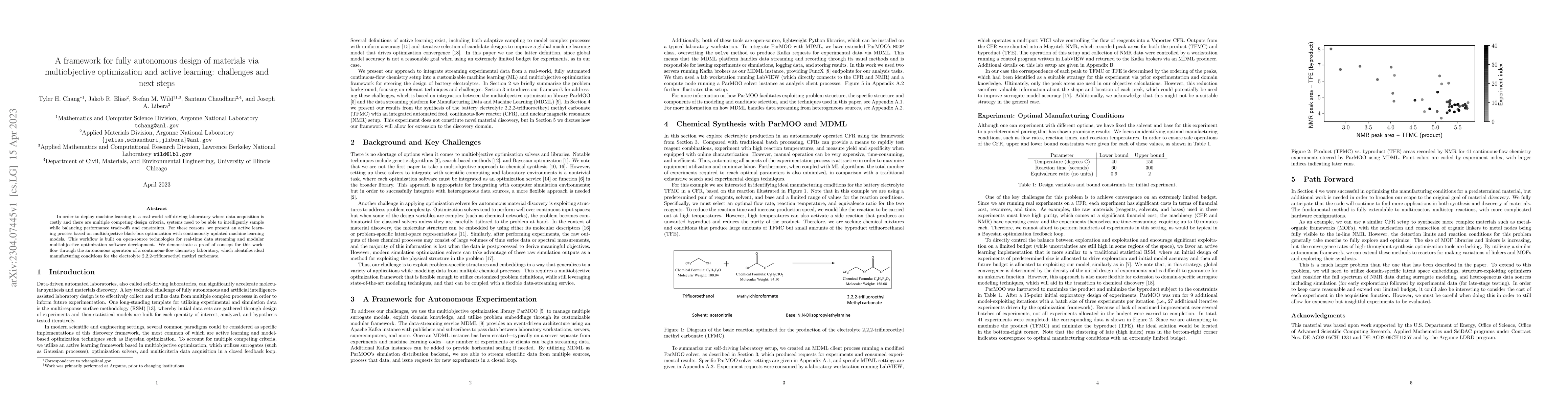 Thumbnail for A framework for fully autonomous design of materials via multiobjective
  optimization and active learning: challenges and next steps