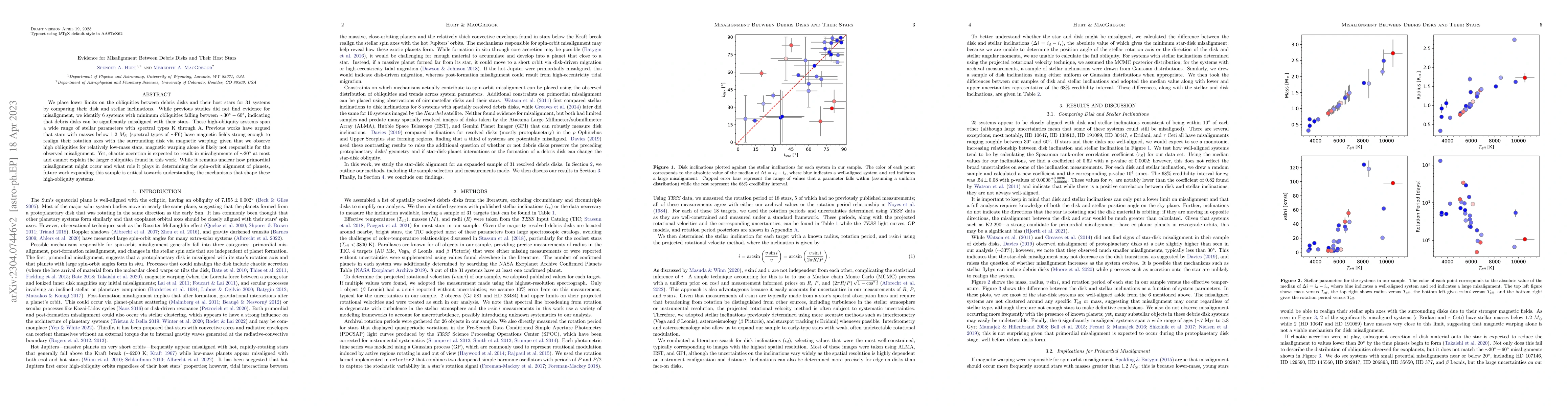 Thumbnail for Evidence for Misalignment Between Debris Disks and Their Host Stars