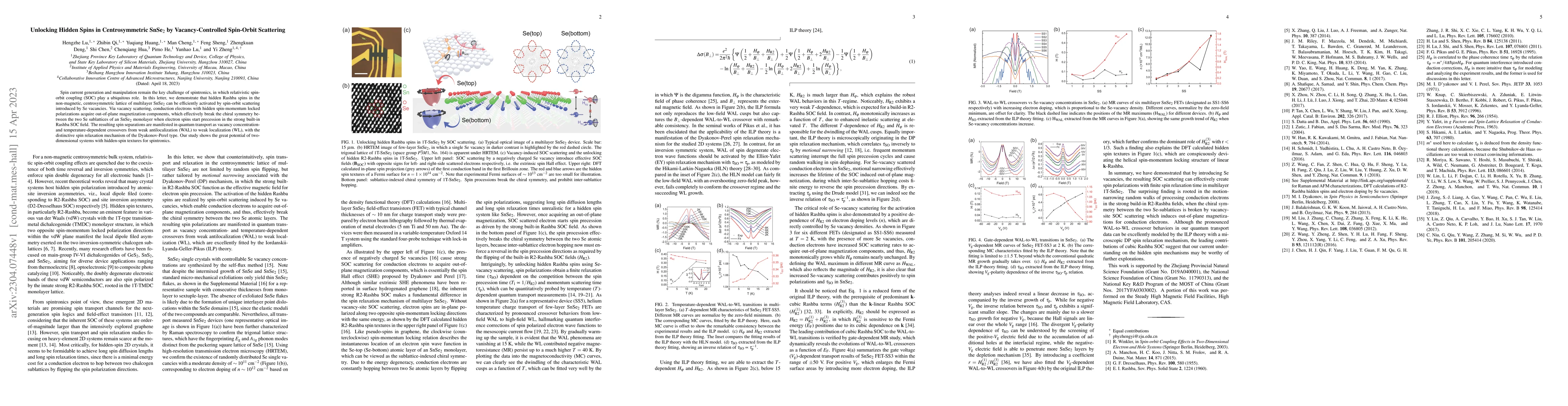 Thumbnail for Unlocking Hidden Spins in Centrosymmetric SnSe2 by Vacancy-Controlled
  Spin-Orbit Scattering