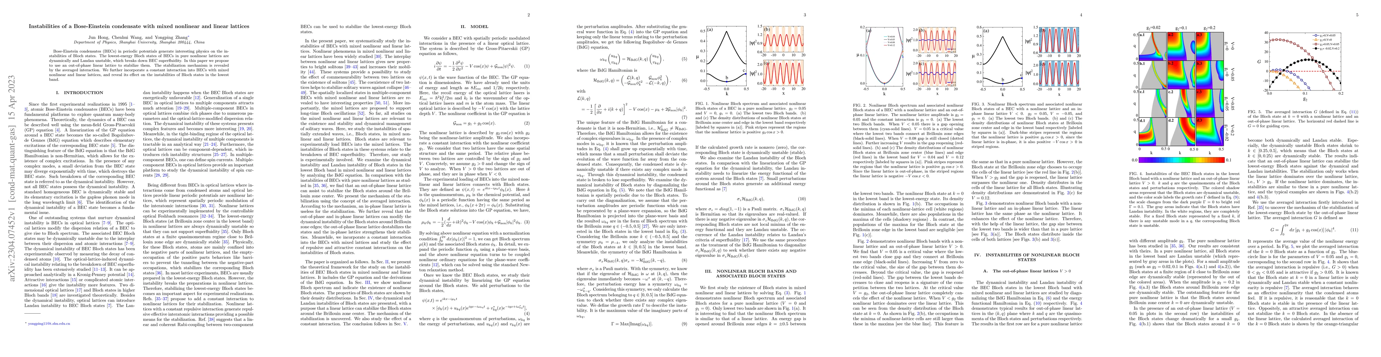 Thumbnail for Instabilities of a Bose-Einstein condensate with mixed nonlinear and
  linear lattices