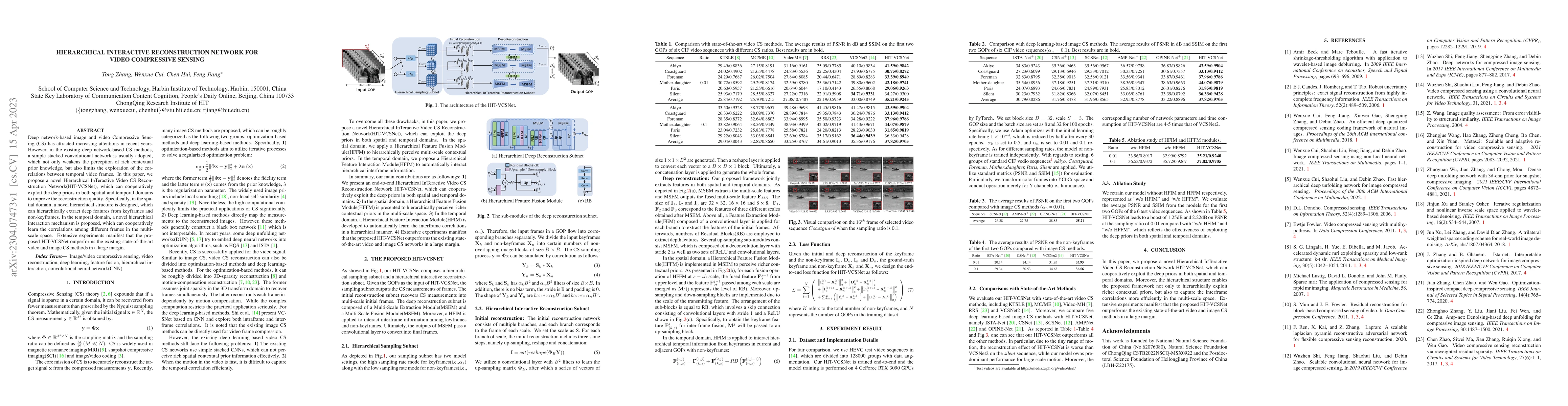 Thumbnail for Hierarchical Interactive Reconstruction Network For Video Compressive
  Sensing