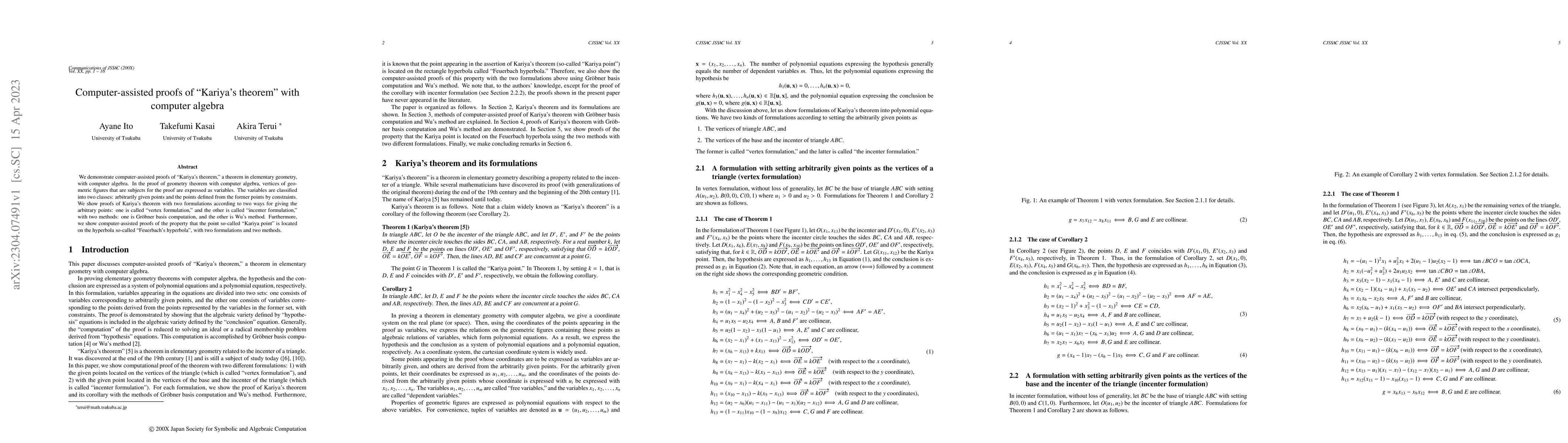 Thumbnail for Computer-assisted proofs of "Kariya's theorem" with computer algebra