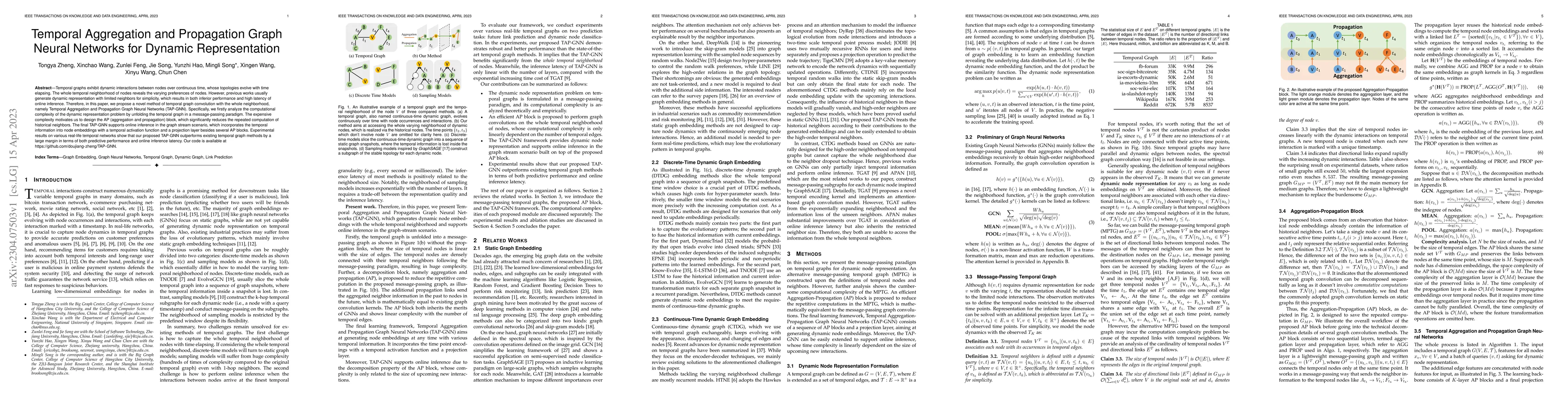 Thumbnail for Temporal Aggregation and Propagation Graph Neural Networks for Dynamic
  Representation