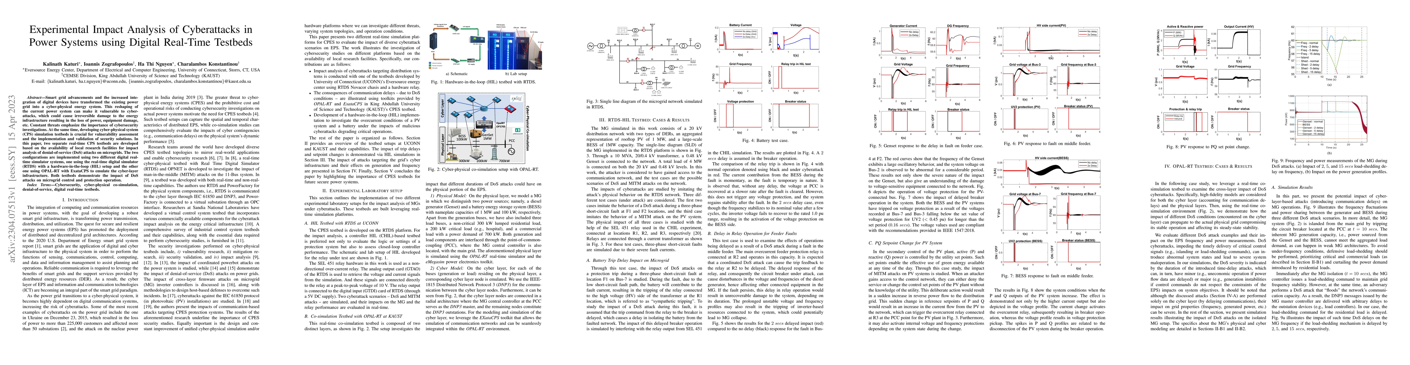 Thumbnail for Experimental Impact Analysis of Cyberattacks in Power Systems using
  Digital Real-Time Testbeds