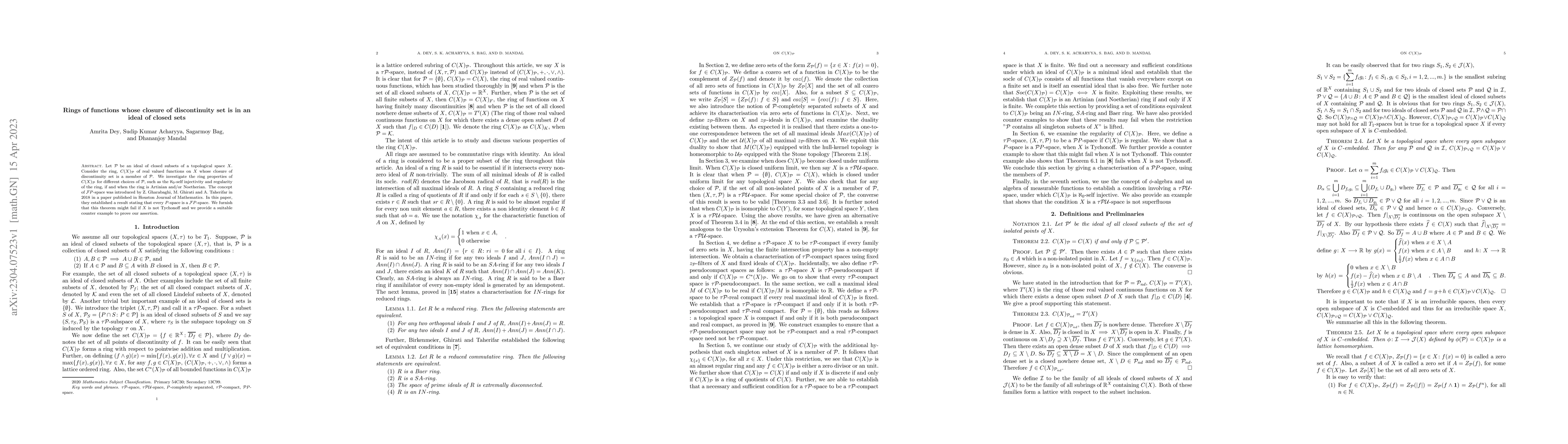 Thumbnail for Rings of functions whose closure of discontinuity set is in an ideal of
  closed sets