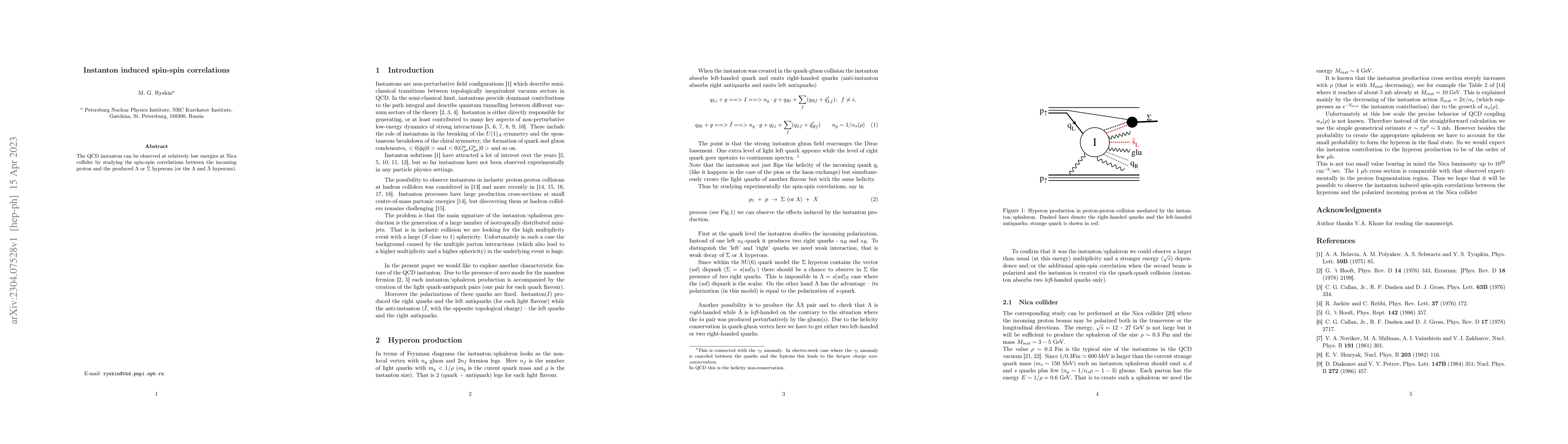 Thumbnail for Instanton induced spin-spin correlations