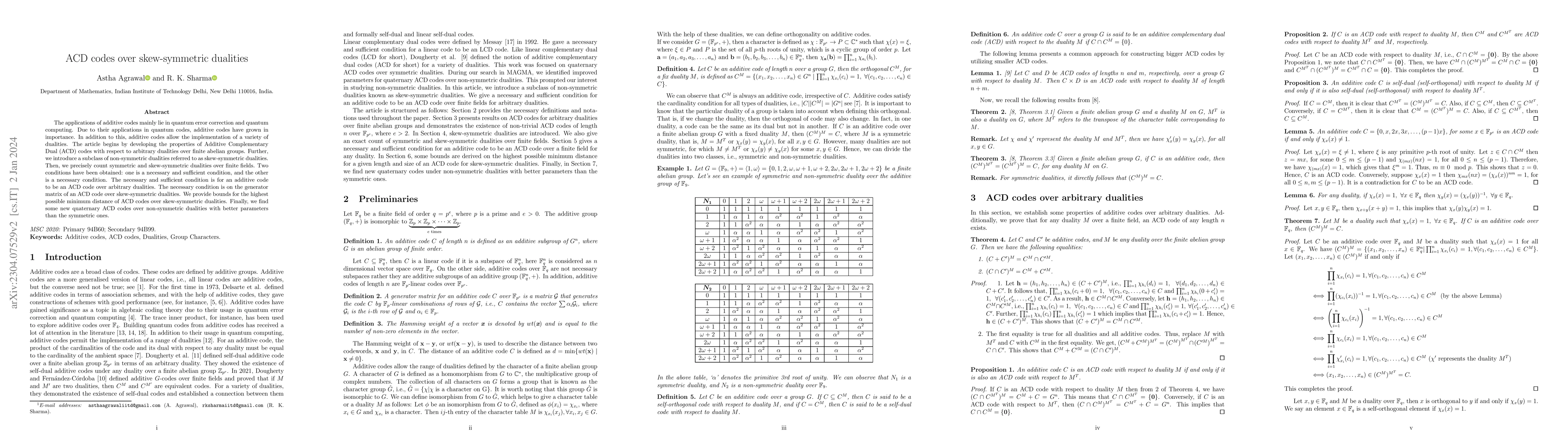 Thumbnail for ACD codes over skew-symmetric dualities