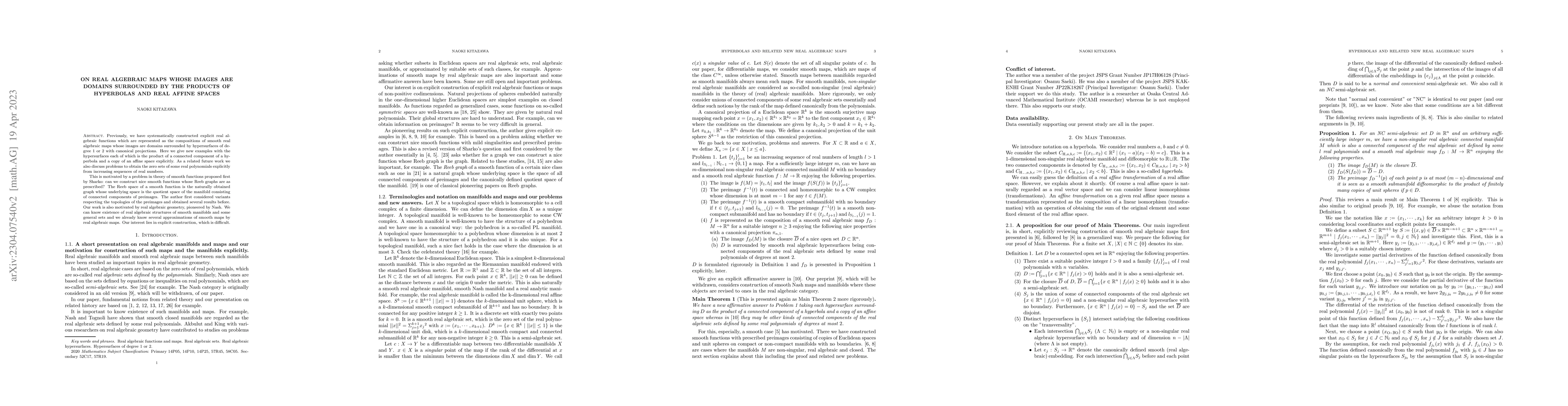 Thumbnail for On real algebraic maps whose images are domains surrounded by the
  products of hyperbolas and real affine spaces