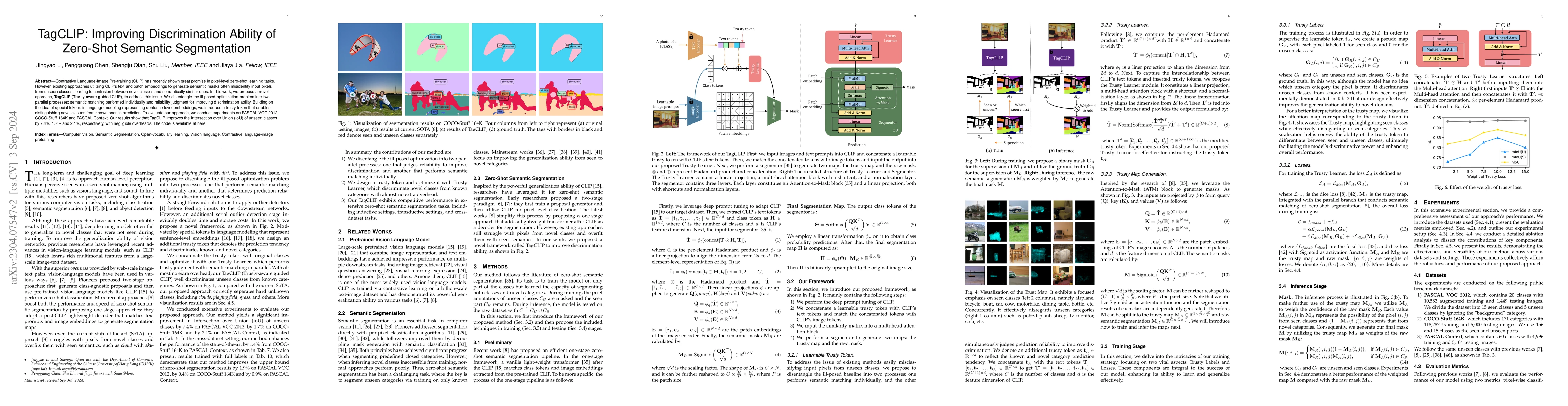 Thumbnail for TagCLIP: Improving Discrimination Ability of Open-Vocabulary Semantic
  Segmentation
