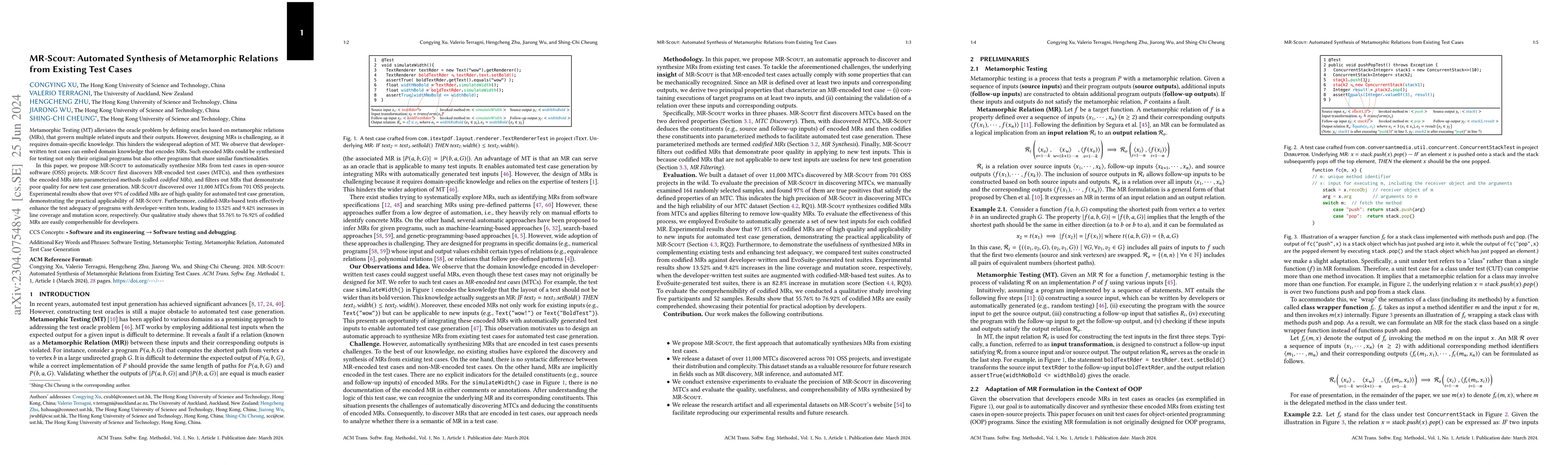 Thumbnail for MR-Scout: Automated Synthesis of Metamorphic Relations from Existing
  Test Cases