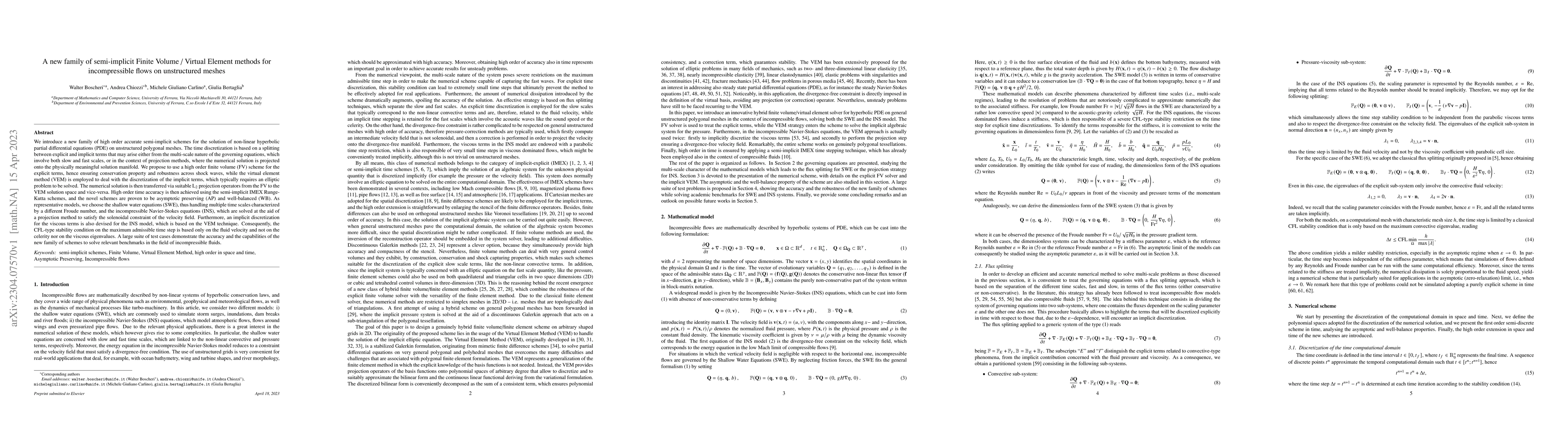 Thumbnail for A new family of semi-implicit Finite Volume / Virtual Element methods
  for incompressible flows on unstructured meshes
