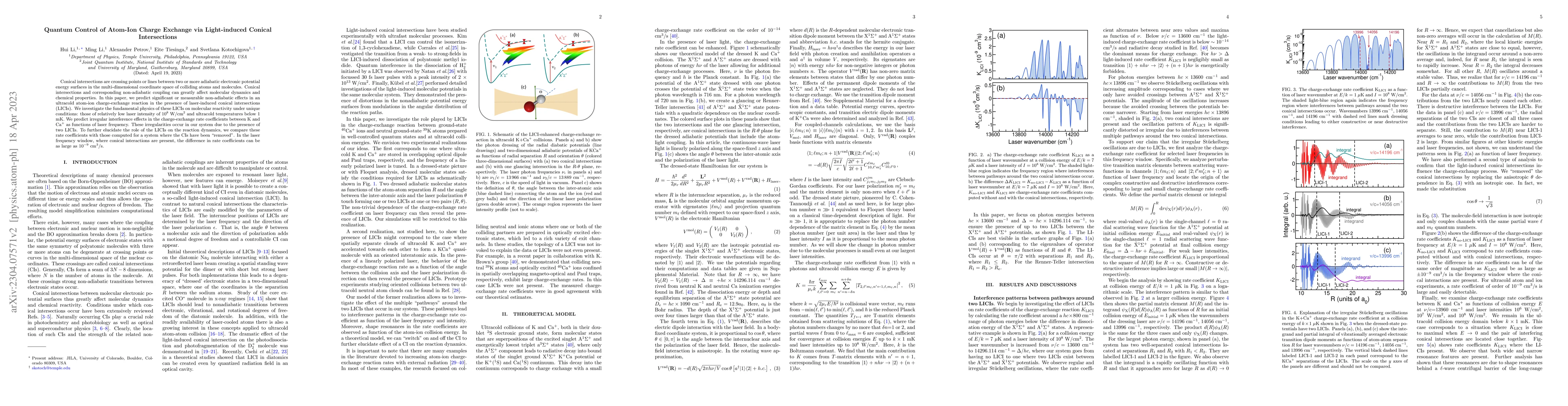 Thumbnail for Quantum Control of Atom-Ion Charge Exchange via Light-induced Conical
  Intersections
