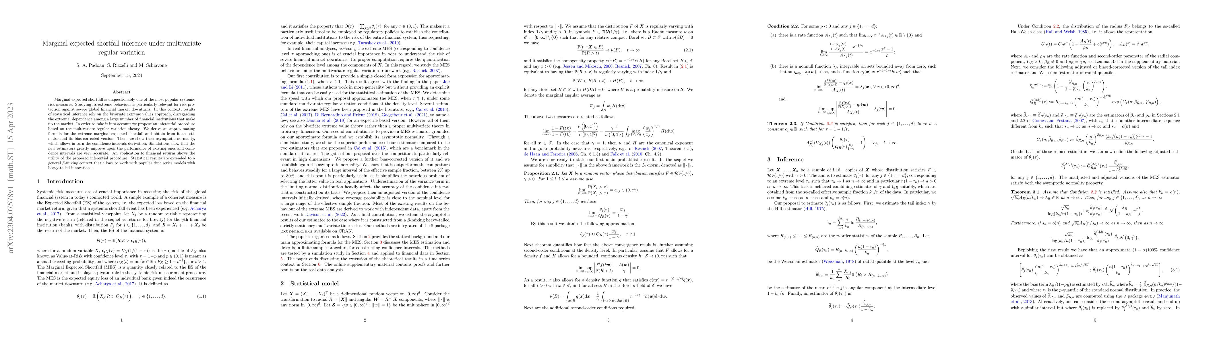 Thumbnail for Marginal expected shortfall inference under multivariate regular
  variation