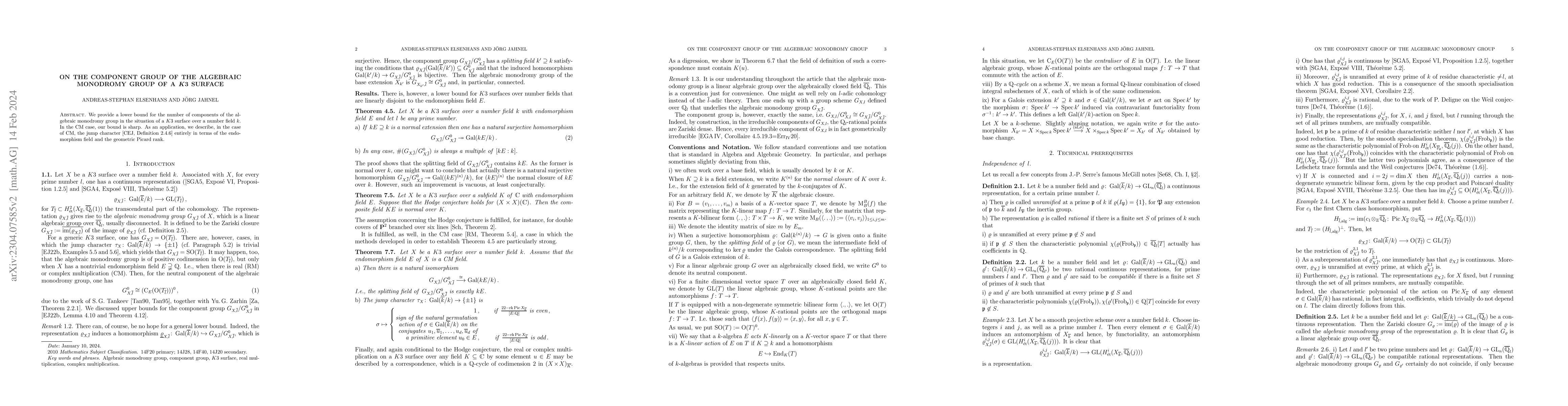 Thumbnail for On the component group of the algebraic monodromy group of a $K3$
  surface