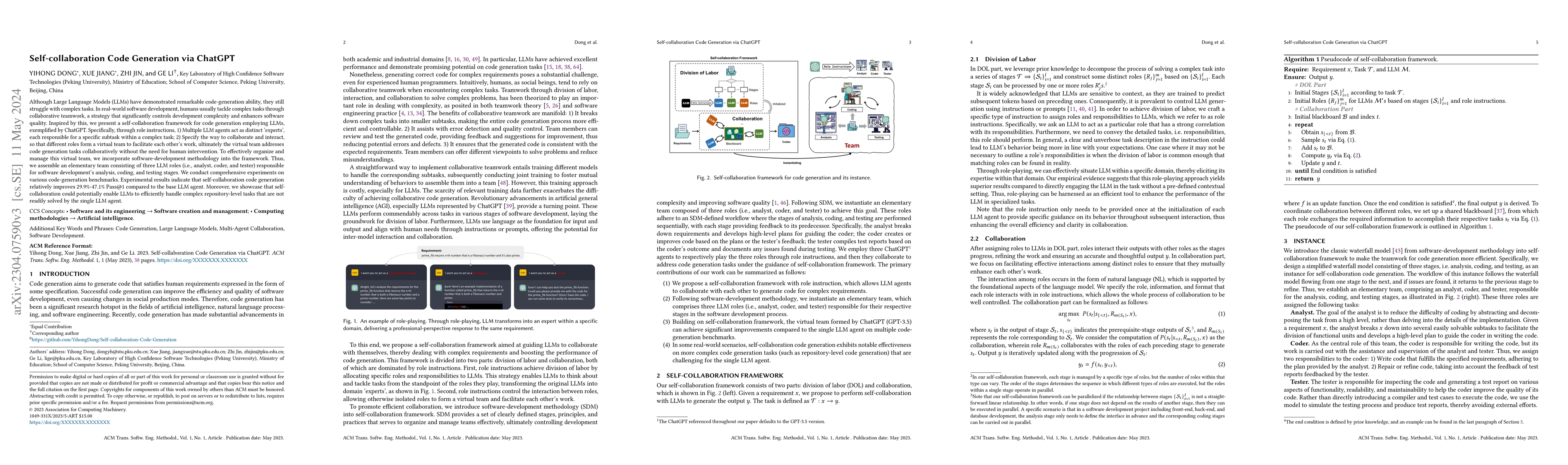 Thumbnail for Self-collaboration Code Generation via ChatGPT