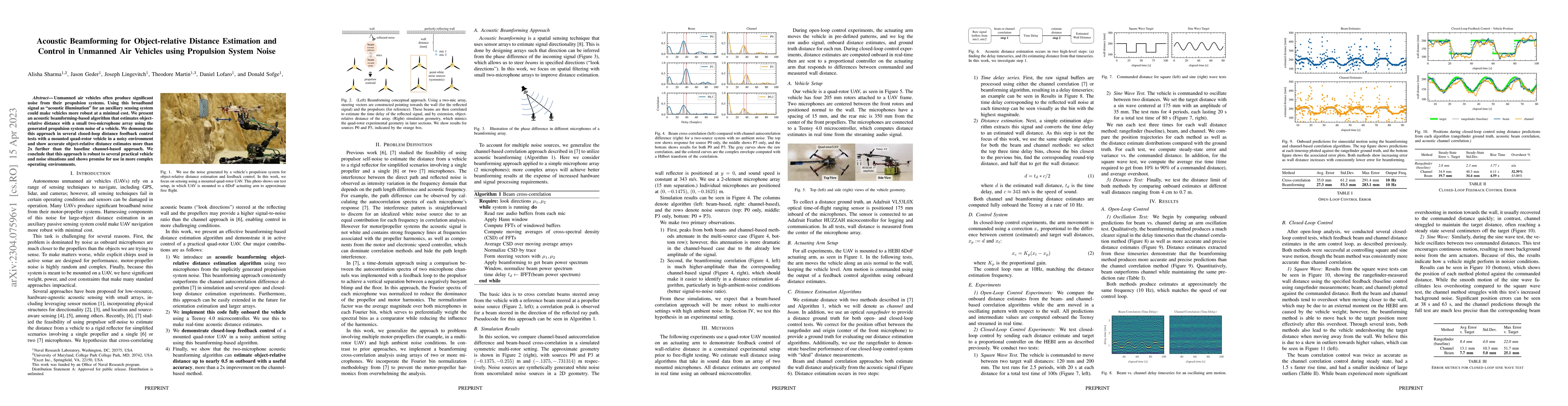 Thumbnail for Acoustic Beamforming for Object-relative Distance Estimation and Control
  in Unmanned Air Vehicles using Propulsion System Noise