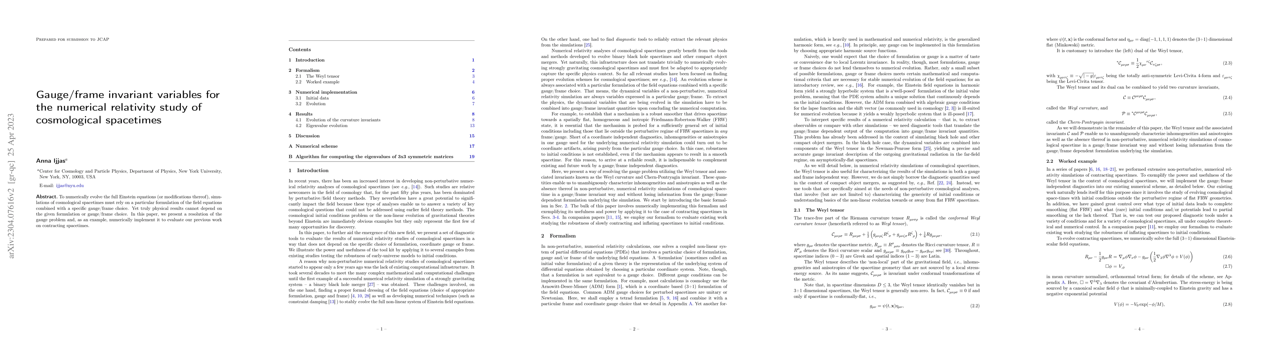 Thumbnail for Gauge/frame invariant variables for the numerical relativity study of
  cosmological spacetimes