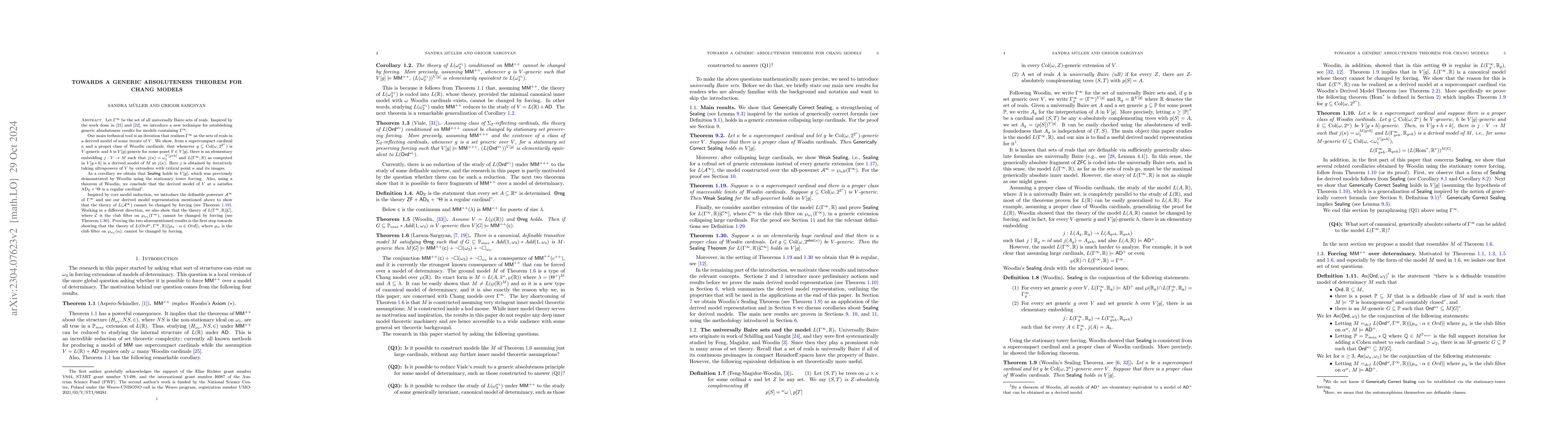 Thumbnail for Towards a generic absoluteness theorem for Chang models