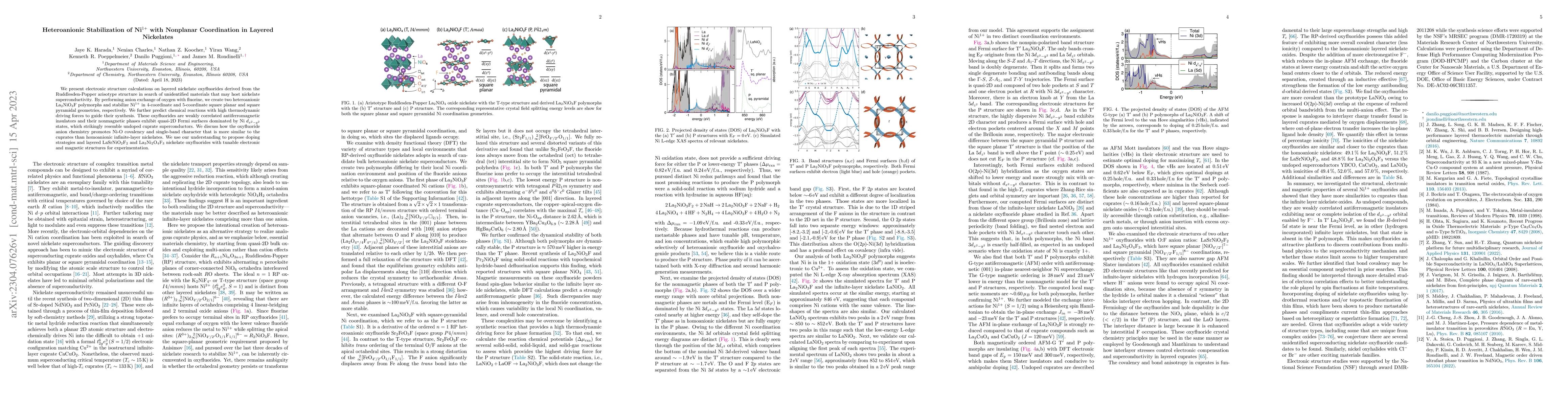 Thumbnail for Heteroanionic Stabilization of Ni$^{1+}$ with Nonplanar Coordination in
  Layered Nickelates