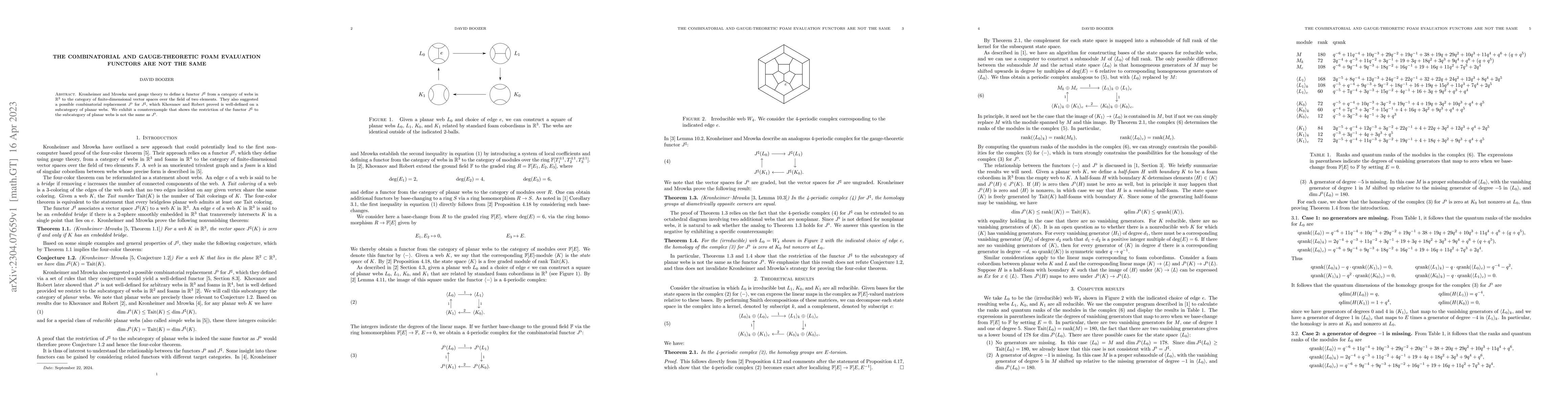 Thumbnail for The combinatorial and gauge-theoretic foam evaluation functors are not
  the same
