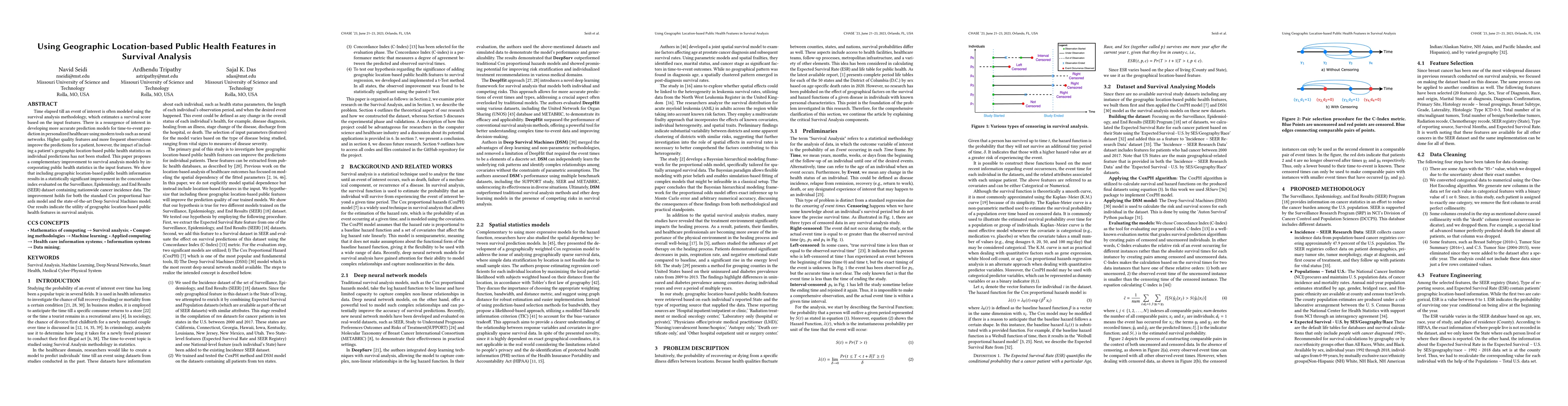 Thumbnail for Using Geographic Location-based Public Health Features in Survival
  Analysis