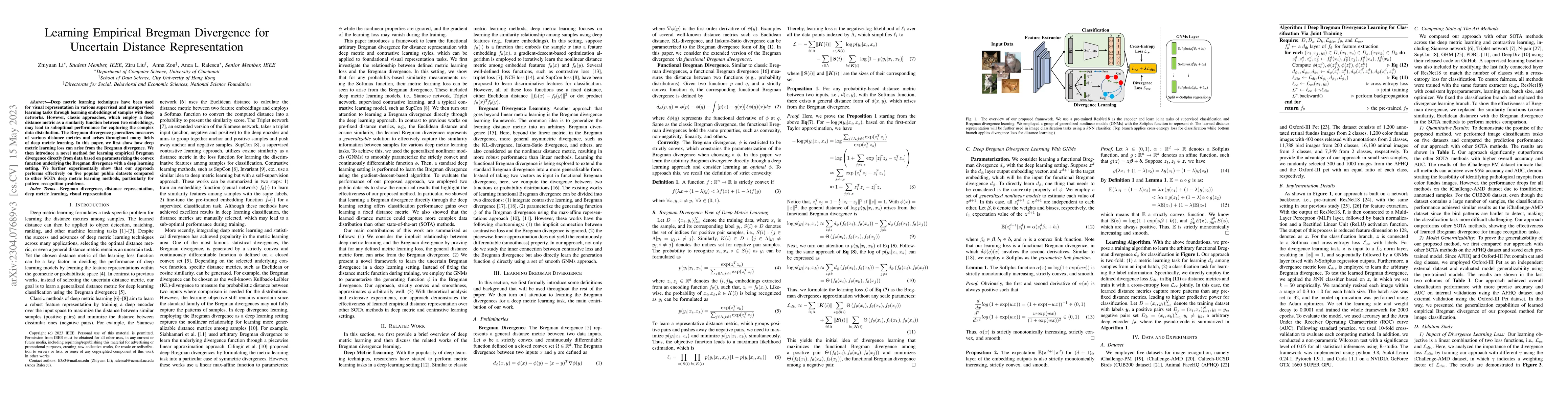 Thumbnail for Learning Empirical Bregman Divergence for Uncertain Distance
  Representation