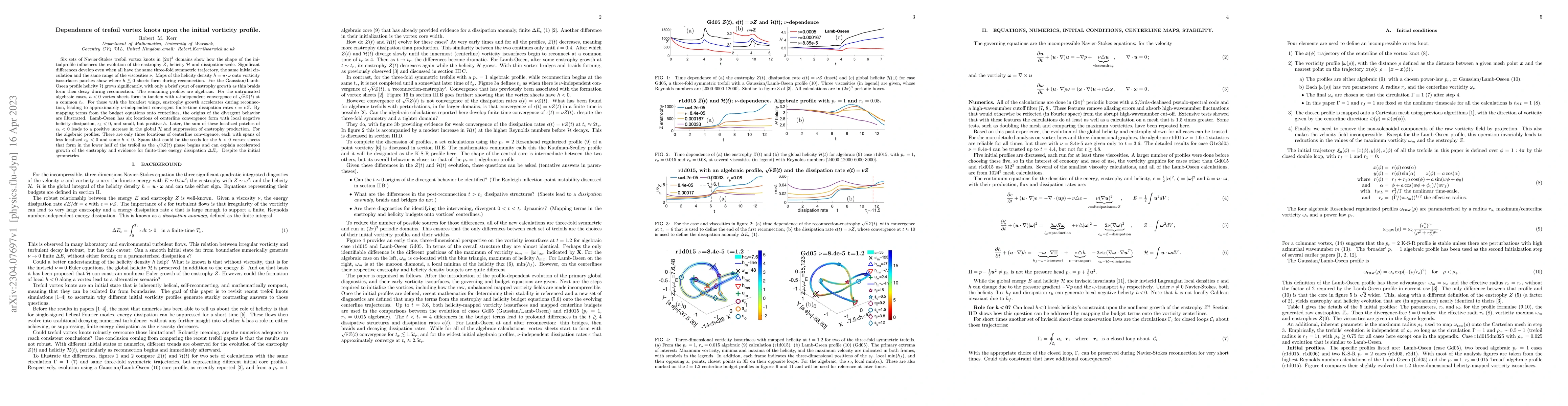 Thumbnail for Dependence of trefoil vortex knots upon the initial vorticity profile