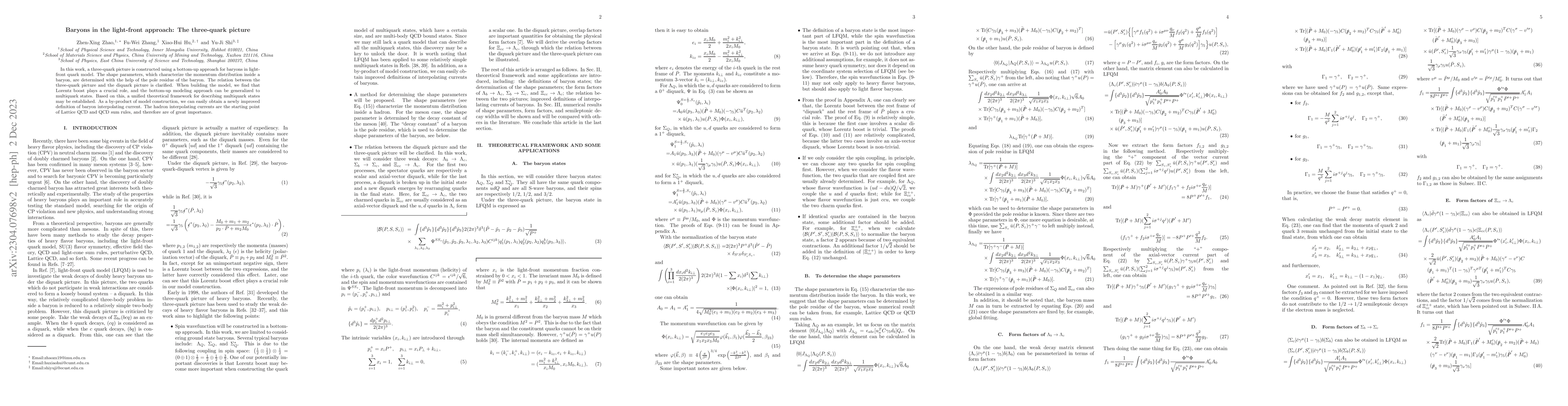 Thumbnail for Baryons in the light-front approach: The three-quark picture