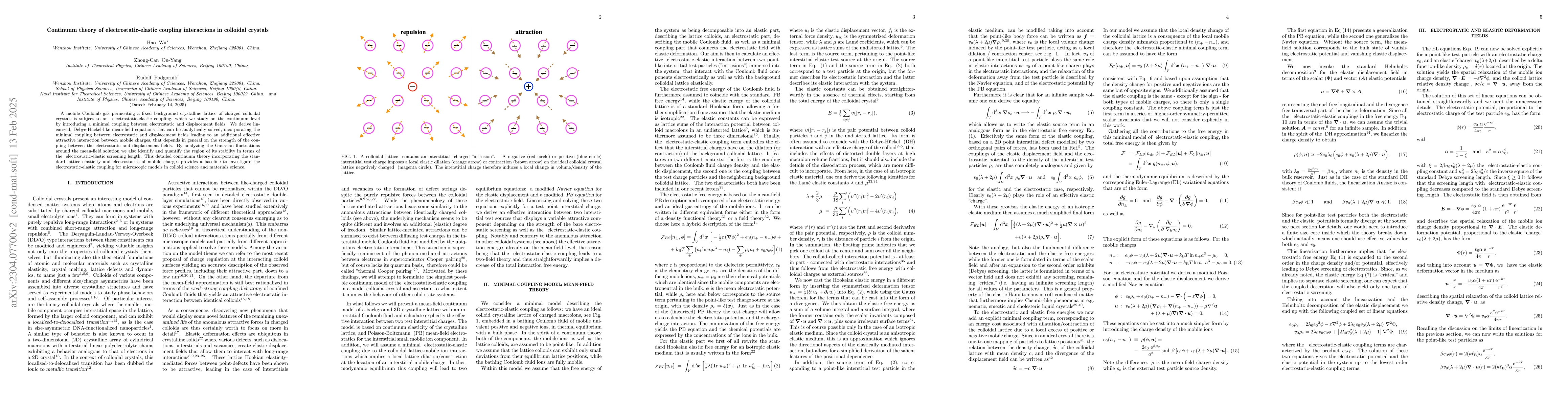 Thumbnail for Continuum theory of electrostatic-elastic coupling interactions in
  colloidal crystals