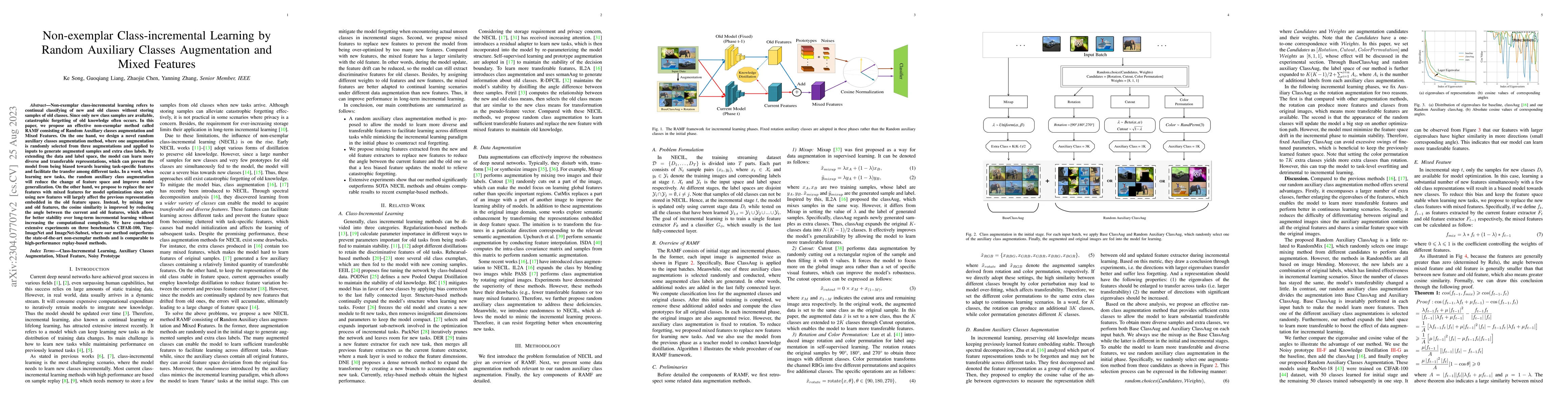 Thumbnail for Non-exemplar Class-incremental Learning by Random Auxiliary Classes
  Augmentation and Mixed Features