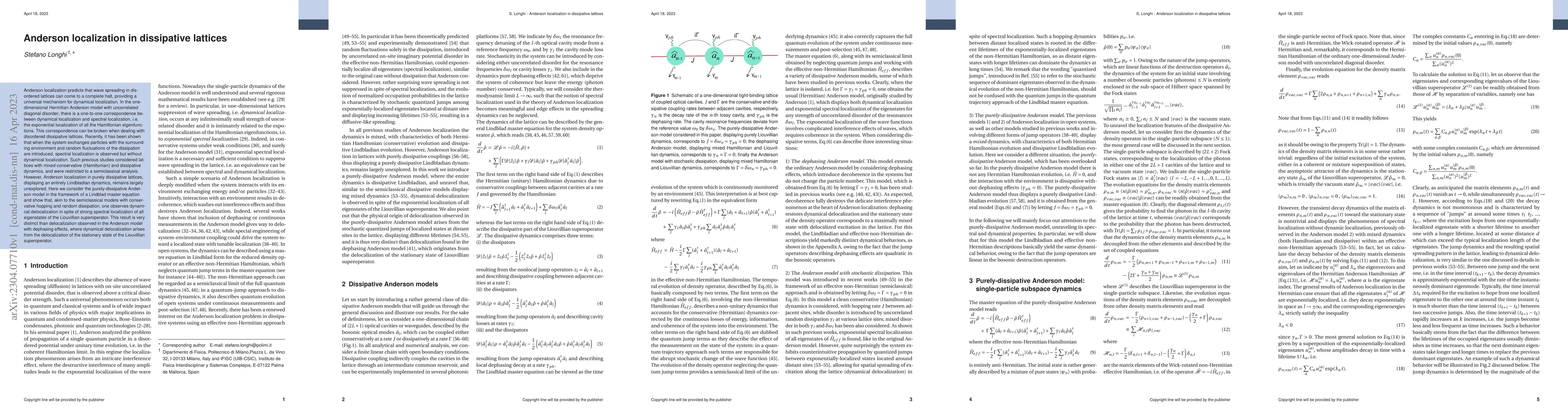 Thumbnail for Anderson localization in dissipative lattices