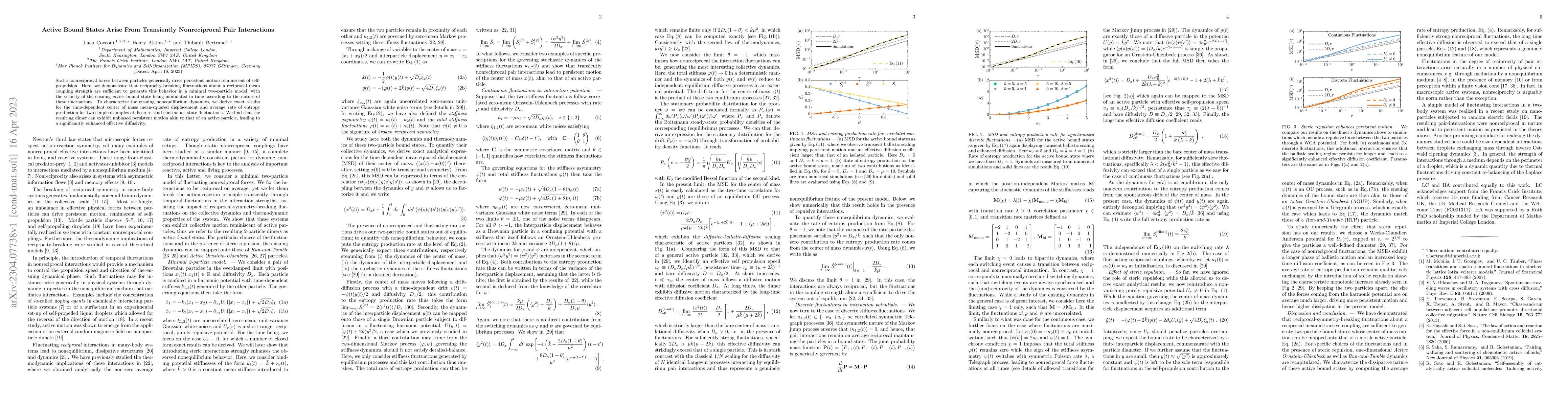 Thumbnail for Active Bound States Arise From Transiently Nonreciprocal Pair
  Interactions