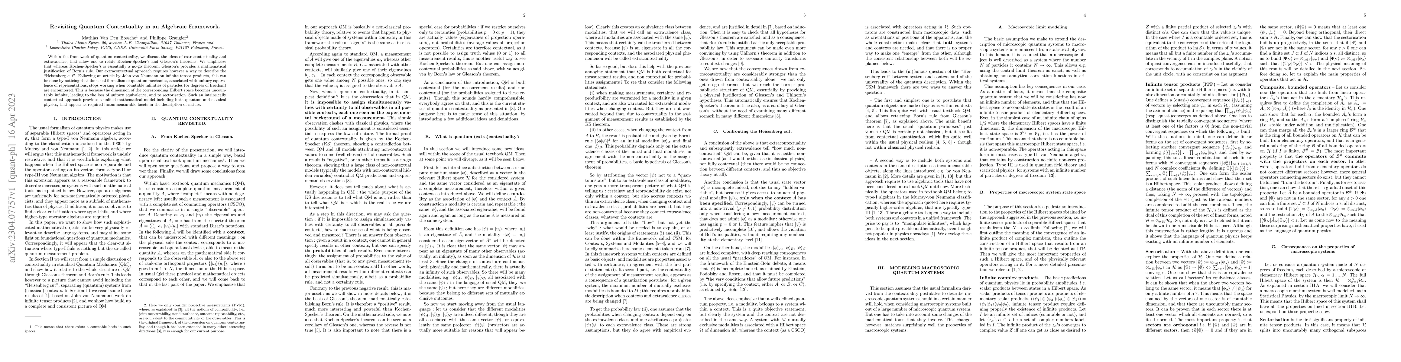 Thumbnail for Revisiting Quantum Contextuality in an Algebraic Framework