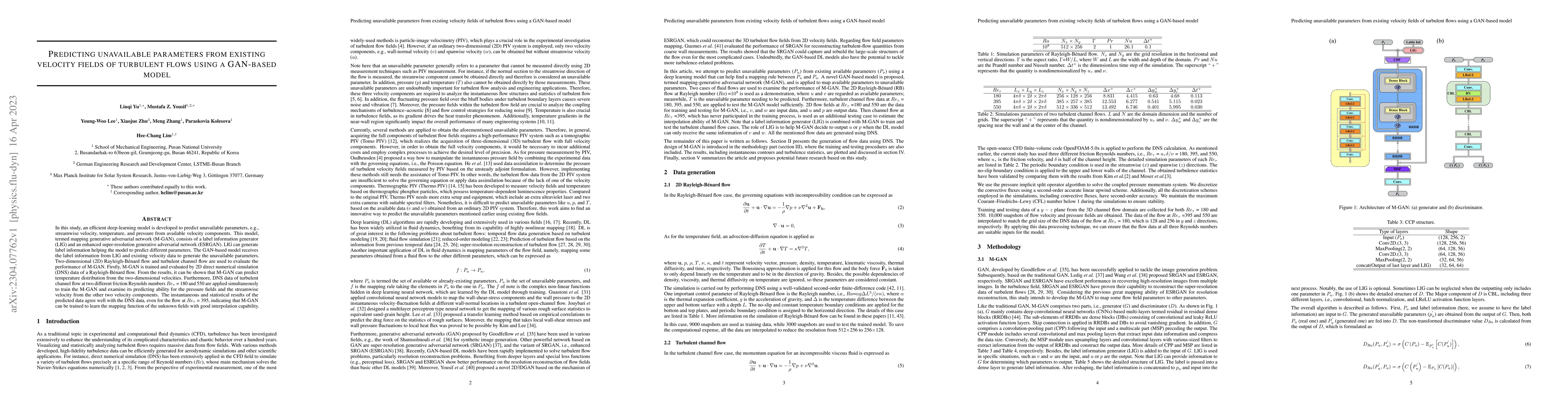 Thumbnail for Predicting unavailable parameters from existing velocity fields of
  turbulent flows using a GAN-based model