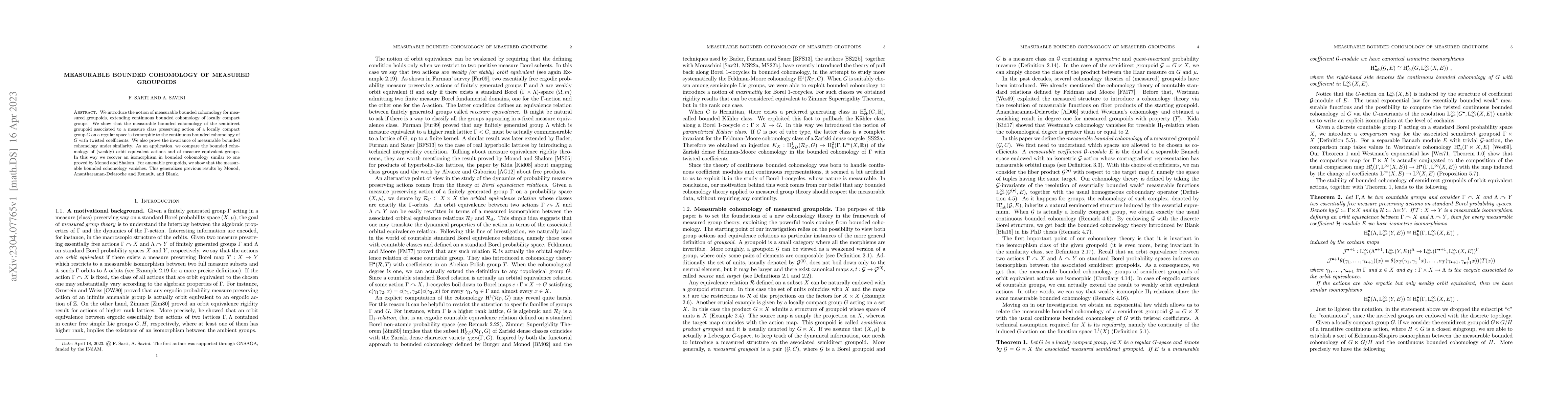 Thumbnail for Measurable bounded cohomology of measured groupoids
