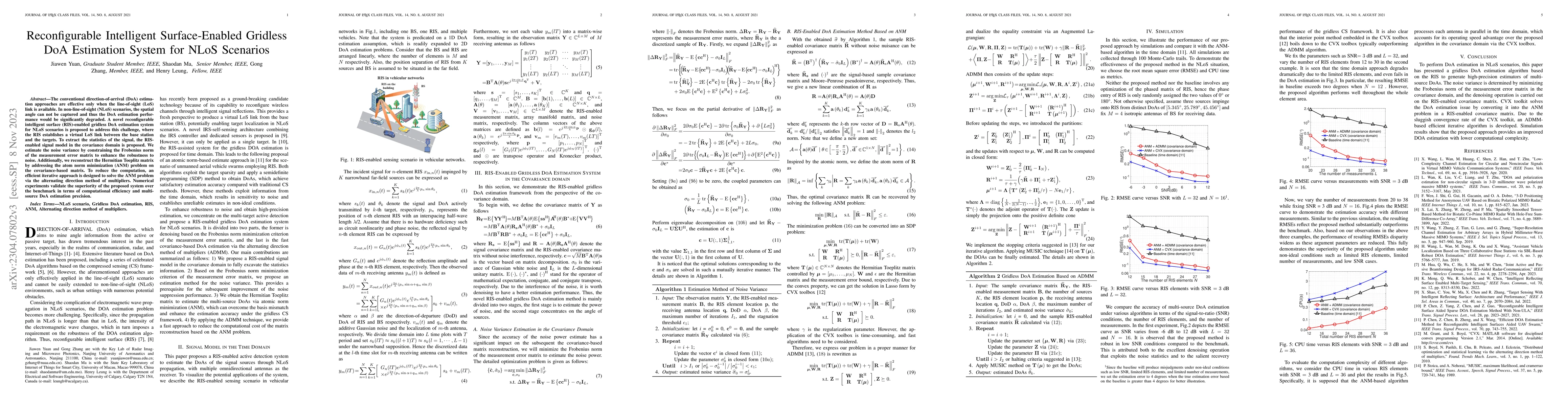 Thumbnail for Reconfigurable Intelligent Surface-Enabled Gridless DoA Estimation
  System for NLoS Scenarios