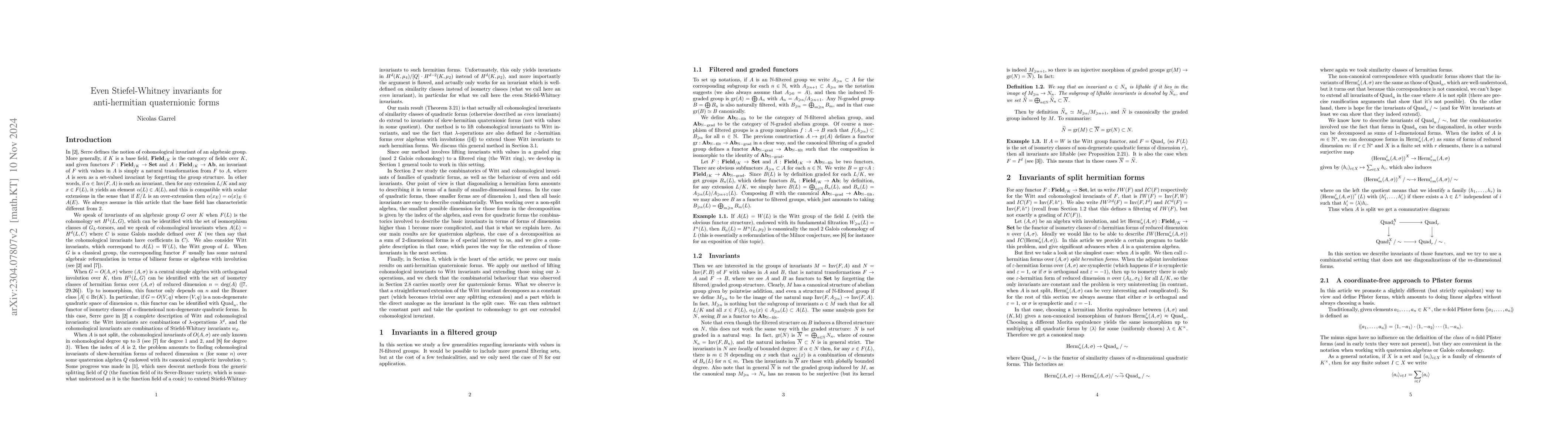 Thumbnail for Even Stiefel-Whitney invariants for anti-hermitian quaternionic forms