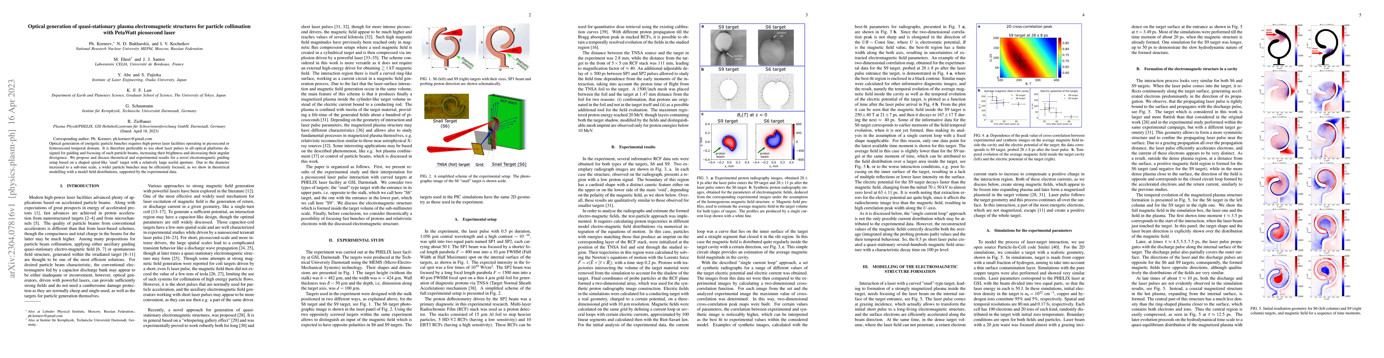 Thumbnail for Optical generation of quasi-stationary plasma electromagnetic structures
  for particle collimation with PetaWatt picosecond laser