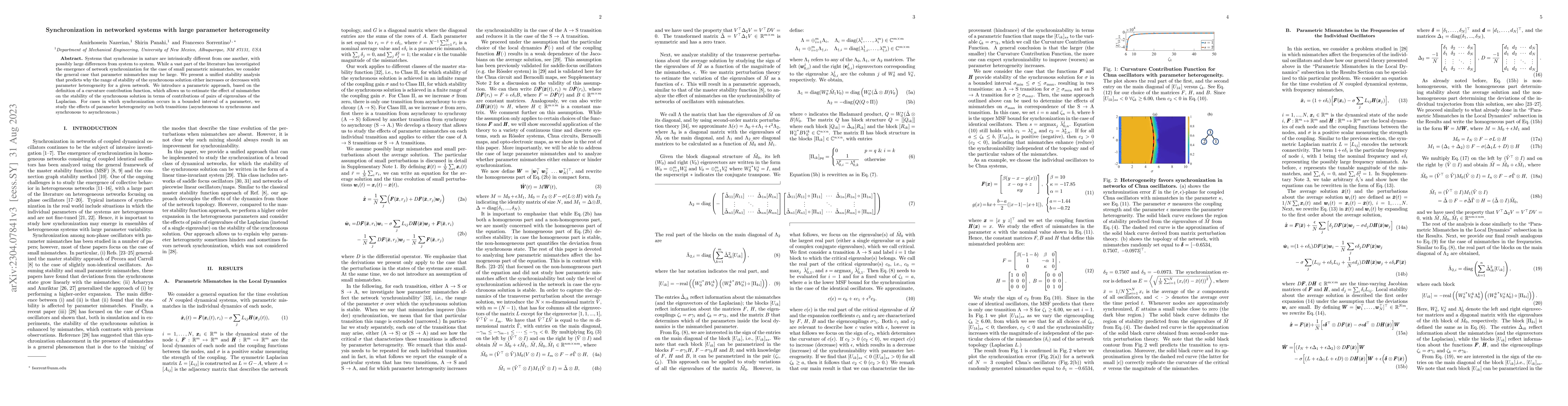 Thumbnail for Synchronization in networked systems with large parameter heterogeneity