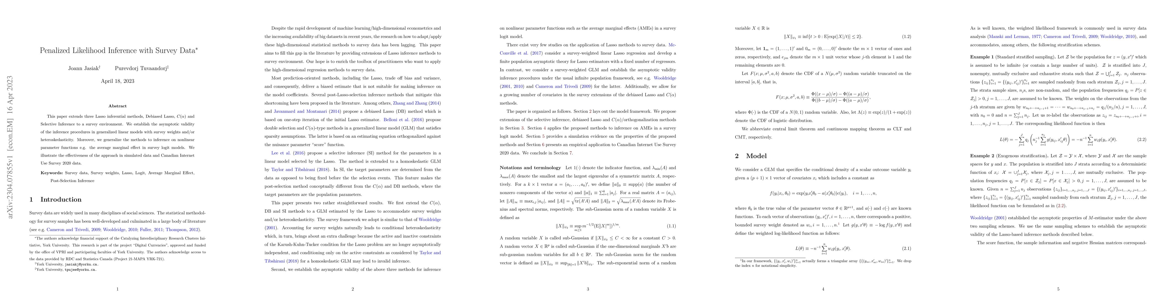 Thumbnail for Penalized Likelihood Inference with Survey Data