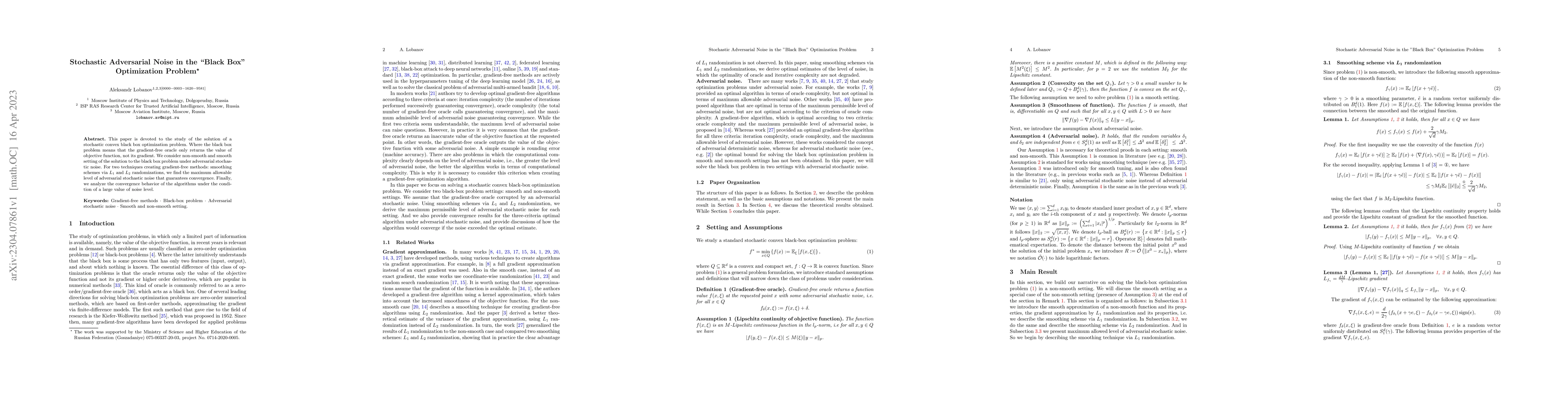 Thumbnail for Stochastic Adversarial Noise in the "Black Box" Optimization Problem