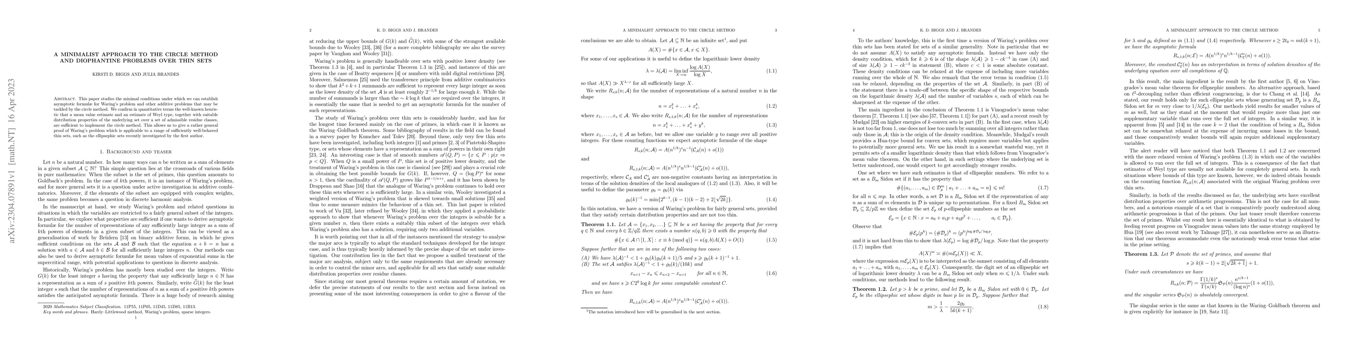 Thumbnail for A minimalist version of the circle method and Diophantine problems over
  thin sets