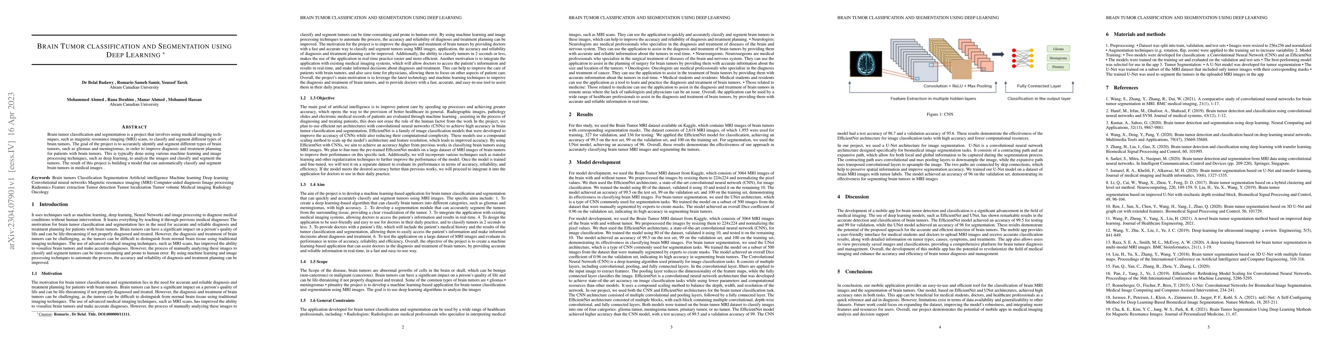 Thumbnail for Brain Tumor classification and Segmentation using Deep Learning