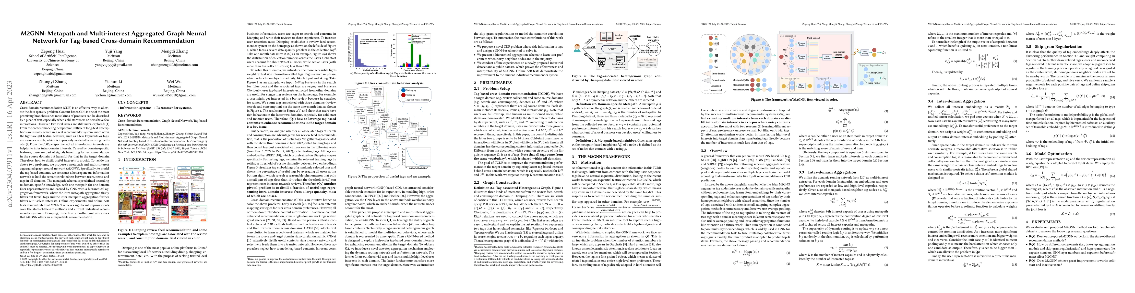 Thumbnail for M2GNN: Metapath and Multi-interest Aggregated Graph Neural Network for
  Tag-based Cross-domain Recommendation