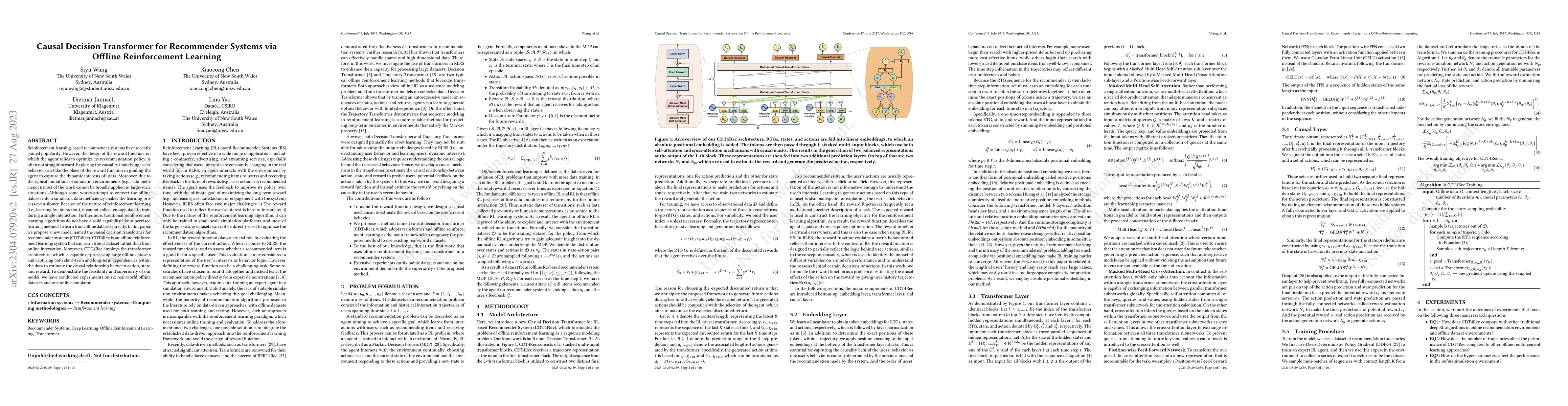 Thumbnail for Causal Decision Transformer for Recommender Systems via Offline
  Reinforcement Learning