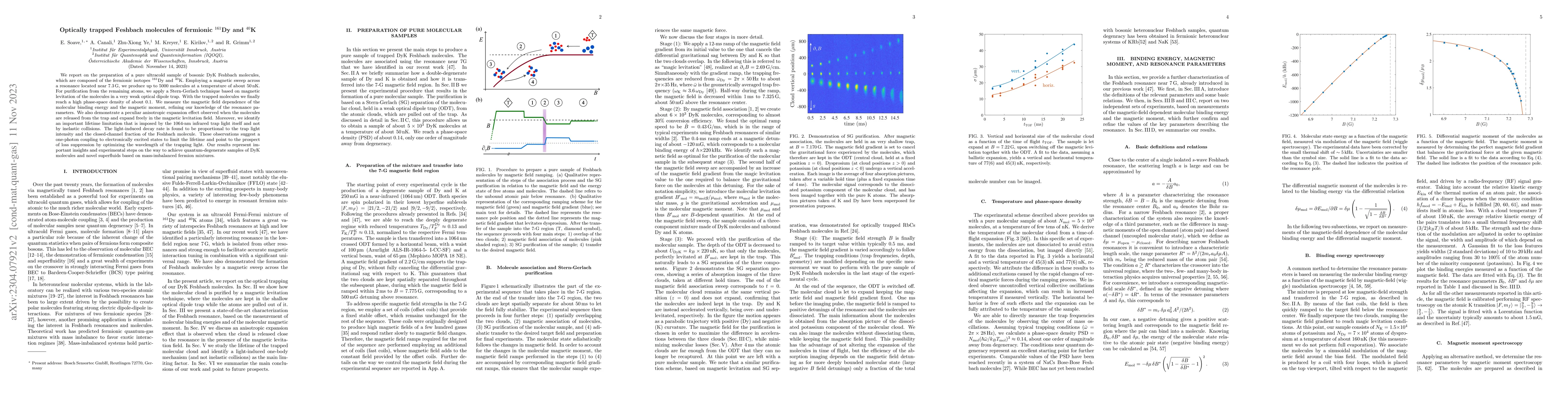 Thumbnail for Optically trapped Feshbach molecules of fermionic 161Dy and 40K