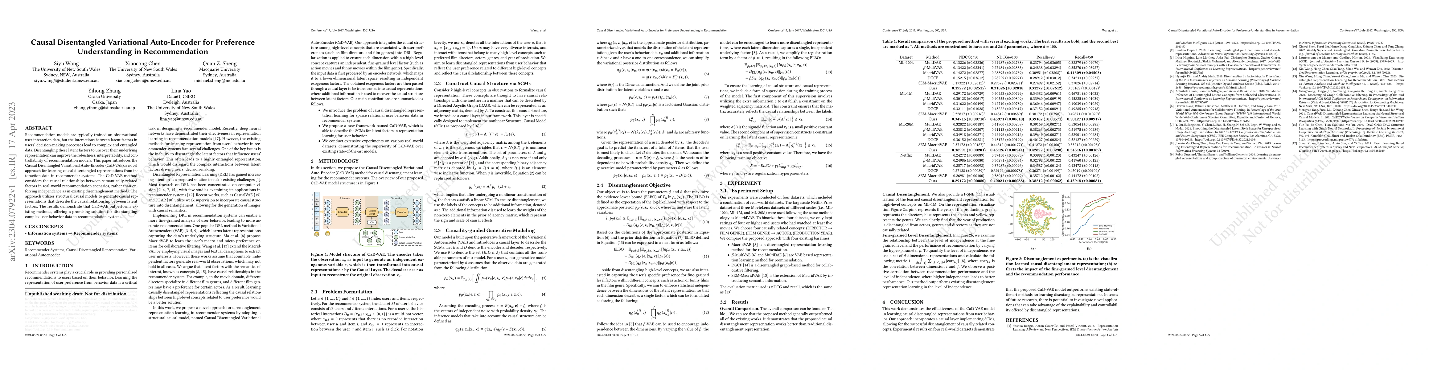 Thumbnail for Causal Disentangled Variational Auto-Encoder for Preference
  Understanding in Recommendation