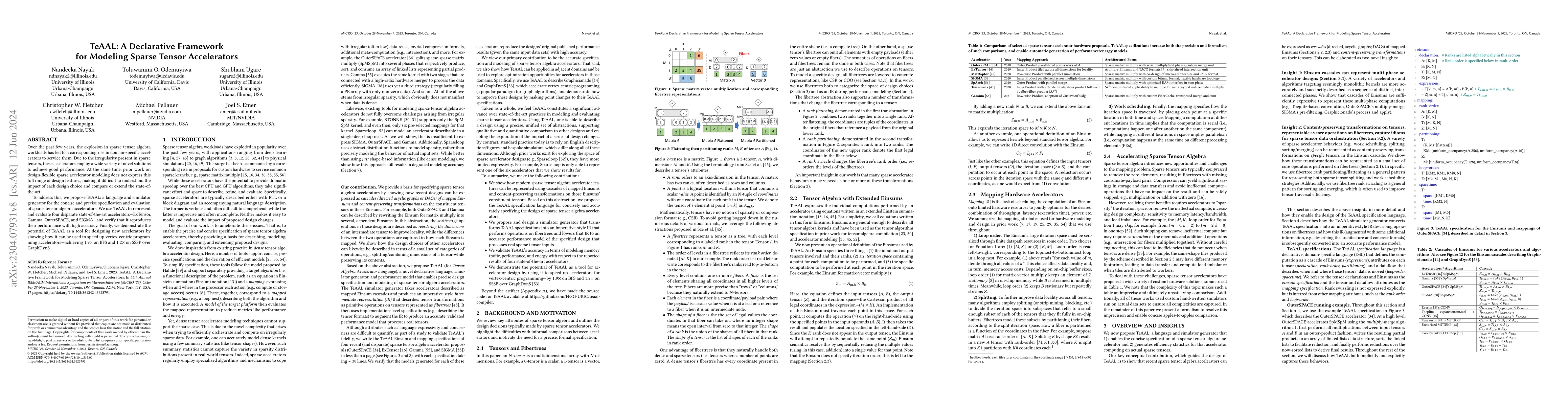 Thumbnail for TeAAL: A Declarative Framework for Modeling Sparse Tensor Accelerators