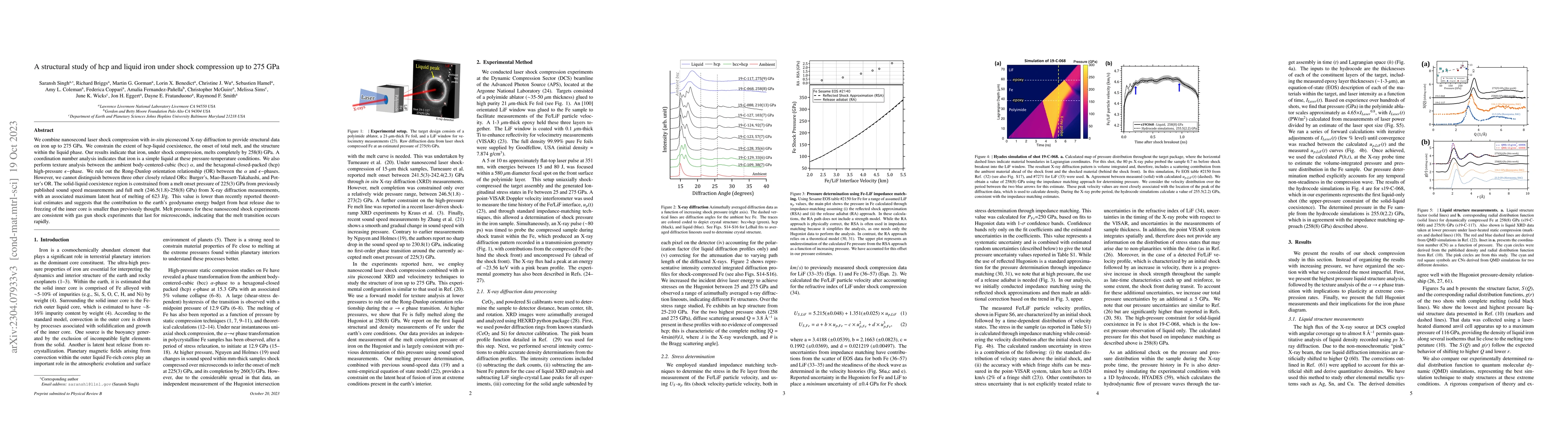 Thumbnail for A structural study of hcp and liquid iron under shock compression up to
  275 GPa